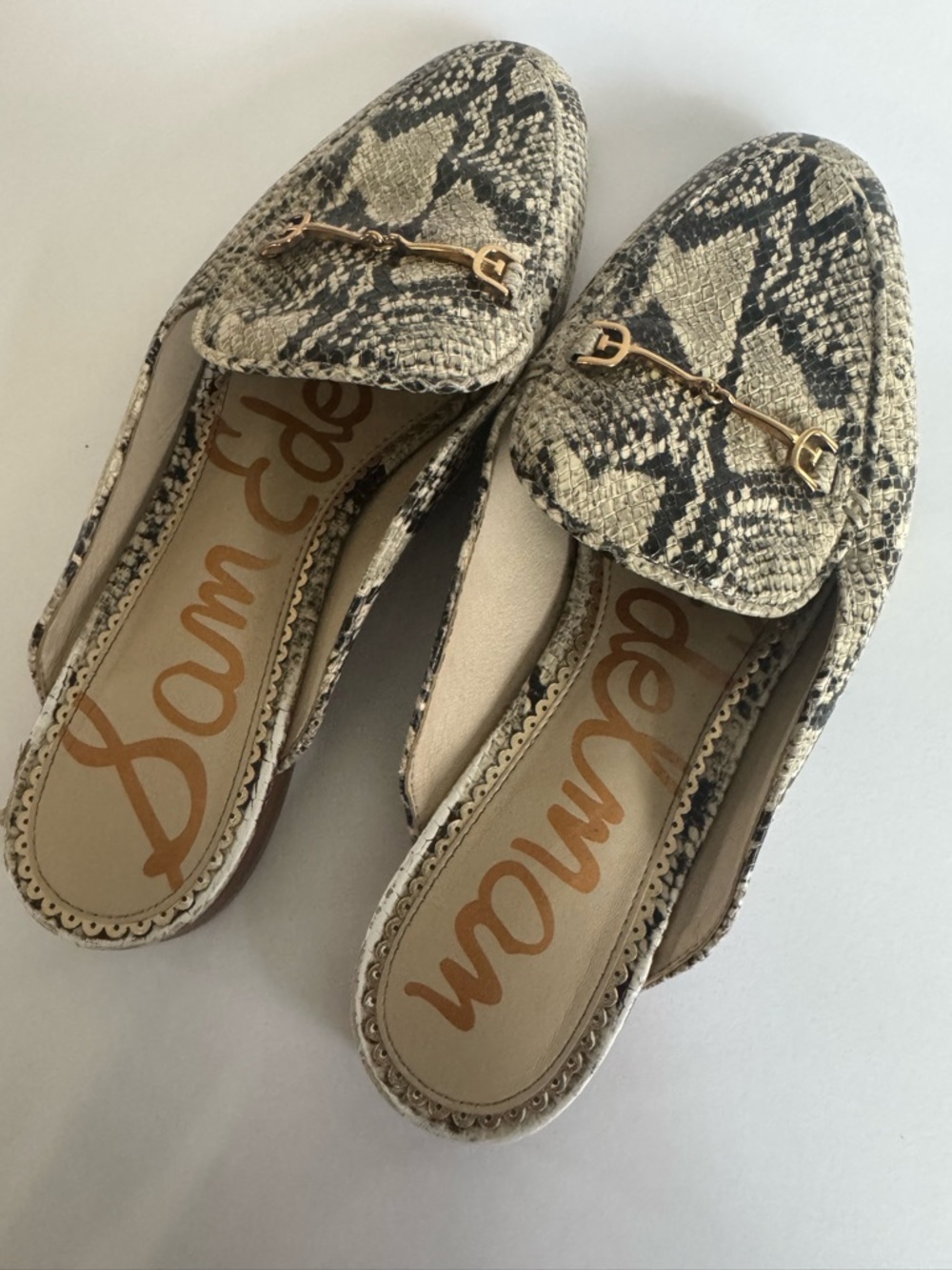 Sam Edelman Snakeskin Linnie Bit Mule Loafer Slipper Size 8.5